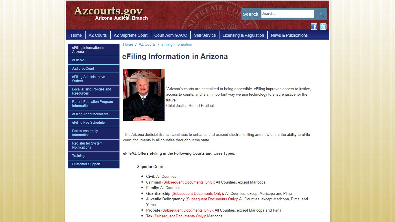 eFiling Information in Arizona