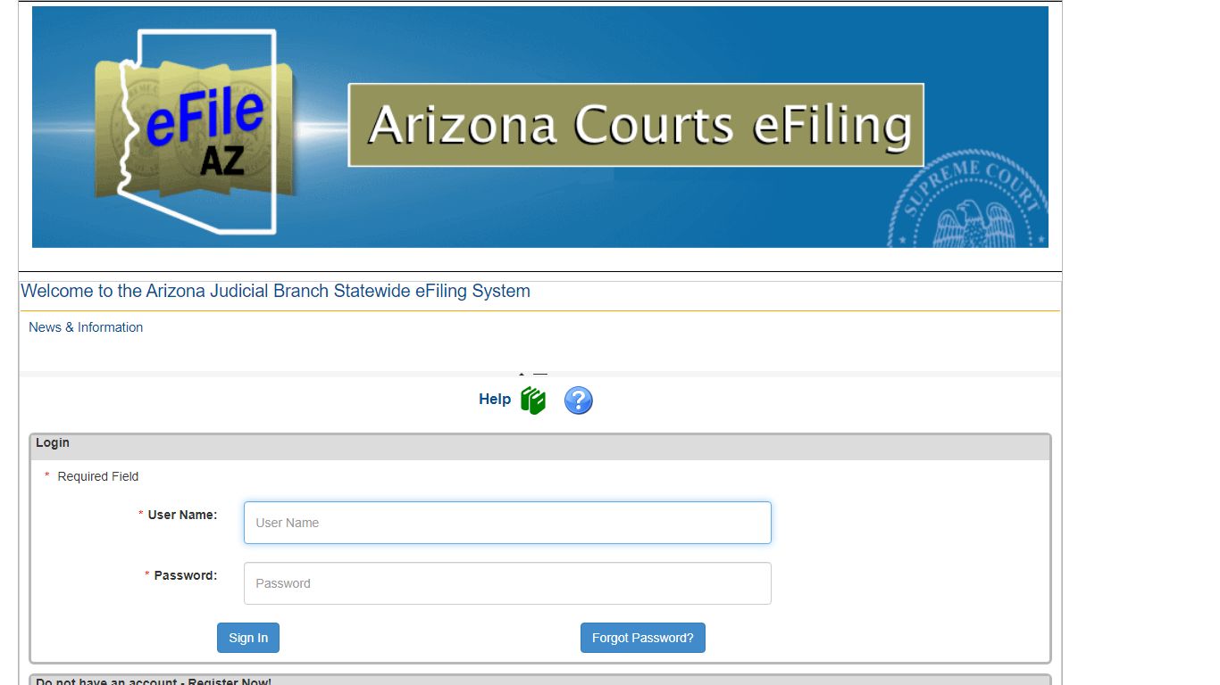 State of Arizona E-Filing Portal